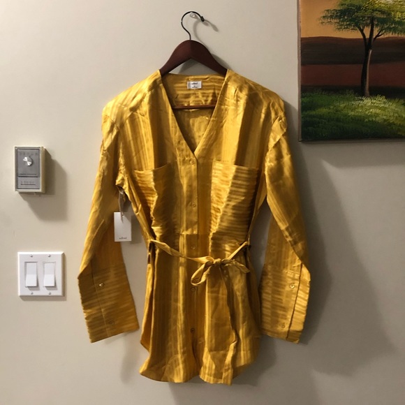 WILFRED | Long-sleeve Blouse w/ Waist Tie | Arabian Gold - Picture 3 of 6